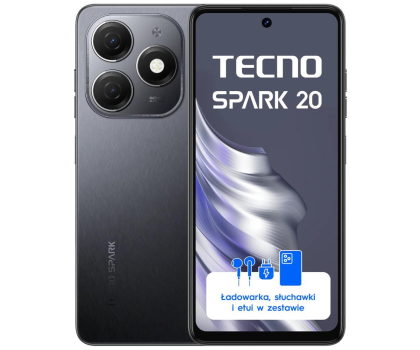 Smartfon TECNO Spark 20 8/256GB Gravity Black 90Hz